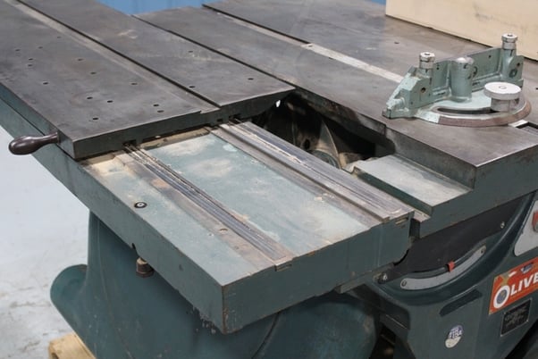 Oliver #260-D, Double Arbor Tilting Blade Sliding Table Saw, 20" Blade capacity, 24" x 44" Main & 17" x 44" - Image 7