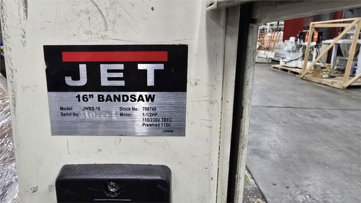 16" Jet #JWBS-16, Band Saw, 1.5 HP, 1720 RPM, 115/230 V, 2008 - Image 3