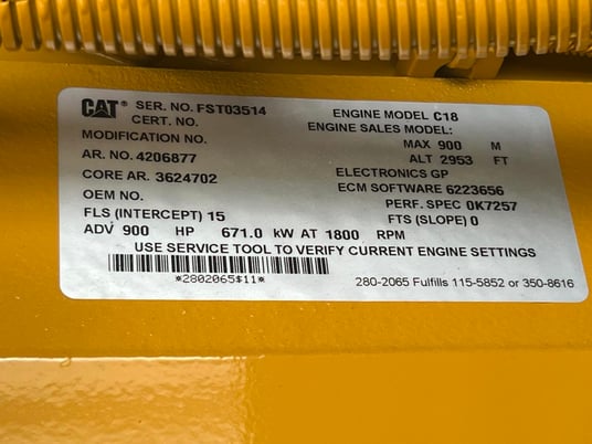 600 KW Caterpillar #C18, diesel generator set, 480 Volts, 1/3 phase, sound attenuated enclosure, base fuel - Image 8