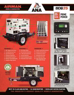 20 KW Airman #SDG25, portable diesel generator set, Isuzu engine - Image 3