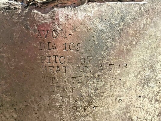 Avondale, Propeller, 102" diameter, 87 Pitch, 41" L x 48" width blades, 304 Stainless Steel, right hand - Image 7