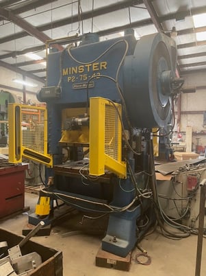 75 Ton, Minster #P2-75, straight side double crank, 3" stroke, 22.5" Shut Height, 4" adj., 150 SPM, Wintriss - Image 1