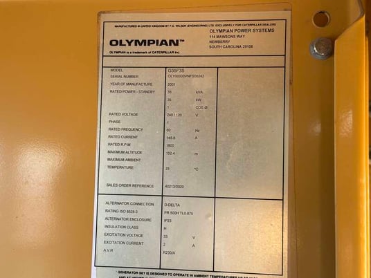 35 KW Caterpillar / Olympian #G35F3S, Natural gas / propane generator set, 120/240 Volts, 1-phase, 611 hours - Image 10