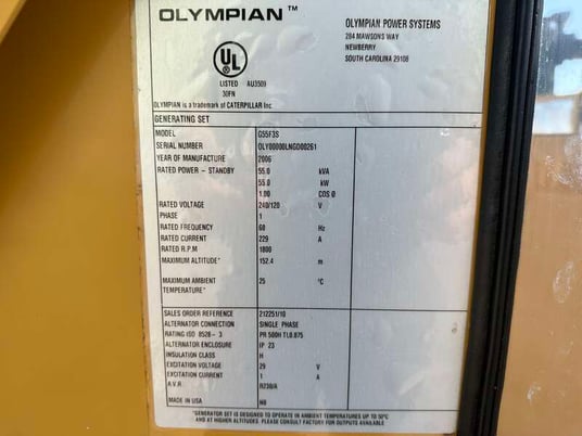 55 KW Caterpillar / Olympian #G55F3S, Natural gas / propane generator set, 120/240 Volts, 1-phase, 1093 - Image 10