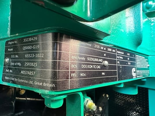 1825 KW Caterpillar #3516, Diesel Generator, 2447 HP, #3516 Engine, 480 Volts, Open Skid, 1,574 Hrs, 1995 - Image 8