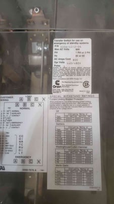 600 Amp. Onan PowerCommand, OTPCD-4954402, automatic transfer switch Transfer Switch, 480 Volts, 2001, AS IS - Image 6