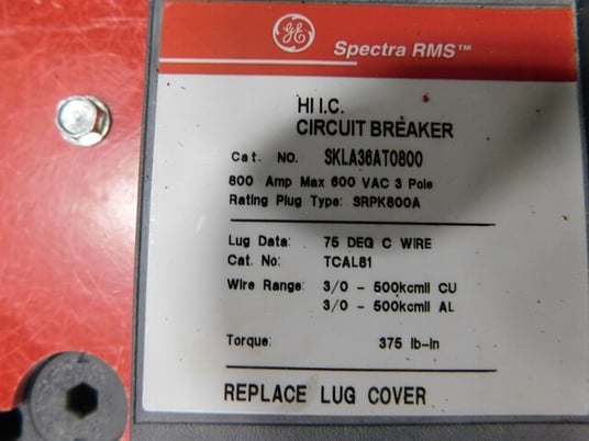 800 Amp. General Electric Spectra Series, Panelboard, 480 Volts, 3 phase, 3 W, APB4489D, 17 breakers - Image 6