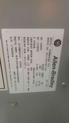150 HP Allen-Bradley, PowerFlex-753, AC VFD, 186A, 480 Volts, 3PH, 2011 - Image 5