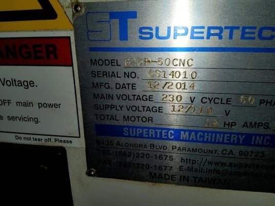 Supertec #G25P-50CNC, Universal Cylindrical Grinder, 10" swing, 20" centers, 5 HP, 500 RPM, 16" wheel, 2014 - Image 9