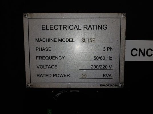 Samsung #SL-15E, cnc lathe, 17.7" swing, 1.8" bar, 25 HP, 6 RPM, 6" chuck, 11.8" diameter x 20.5" L max, - Image 7