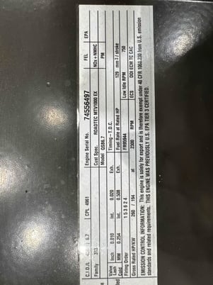 260 HP Cummins #QSB6.7, Turbo Engine, Tier 4, 1487 hours, warranty - Image 2