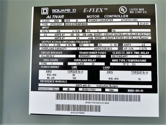 1 HP Schneider Electric Square D, class 8839 e-flex altivar adjustabl - Image 7