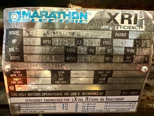 Goulds #3196, size 2x3-13, lube flood oil, 1-7/8" oulet, 3" dia inlet, 20 HP Marathon motor - Image 6