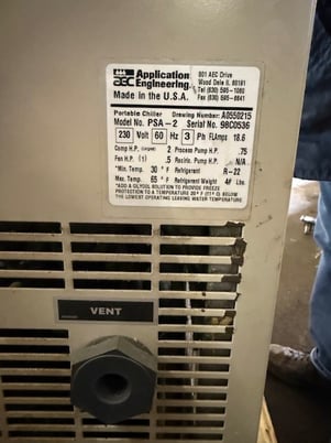2 Ton, Application Engineering Corp. (AEC), (Now ACS Group), PSA-2, portable, fan air cooled, chiller. S/N - Image 1