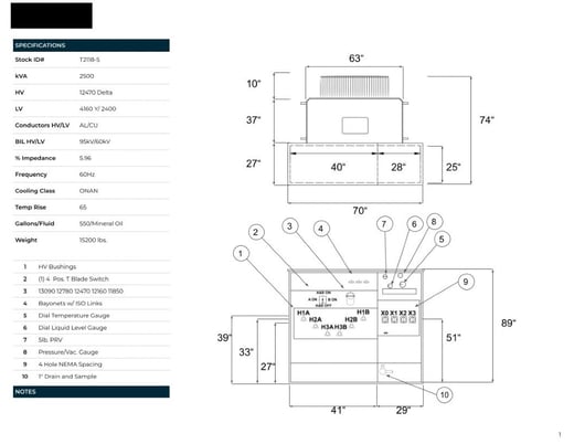 2500 kVA 12470 Delta Primary, 4160Y/2400 Secondary, PAD, proCORE(immediate shipment available) - Image 3