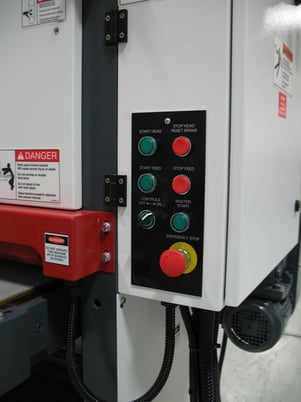 25" Timesavers #1311-12-1, Widebelt, Single Head, 5" thick, 20-40 FPM, 33-38" passline, 680 CFM, unused - Image 3