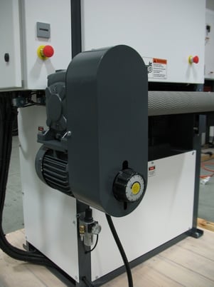 25" Timesavers #1311-12-1, Widebelt, Single Head, 5" thick, 20-40 FPM, 33-38" passline, 680 CFM, unused - Image 4