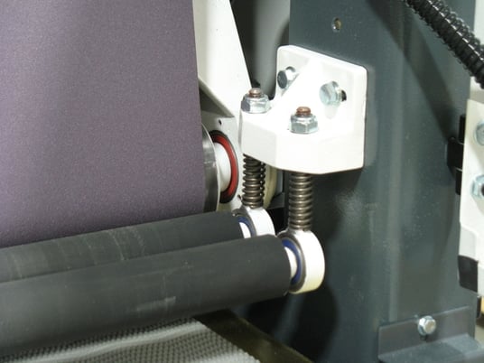 25" Timesavers #1311-12-1, Widebelt, Single Head, 5" thick, 20-40 FPM, 33-38" passline, 680 CFM, unused - Image 5