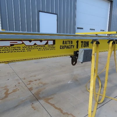 1 Ton, PWI, Underhung Bridge Crane, w/Powered End Trucks, 50' Span, 56' Extended Travel, 50' runway beam - Image 3