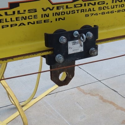 1 Ton, PWI, Underhung Bridge Crane, w/Powered End Trucks, 50' Span, 56' Extended Travel, 50' runway beam - Image 8