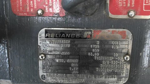 3 HP 1750 RPM Reliance T18R1120P, Frame DC1811ATCZ, TEMV, 180 VA - Image 2