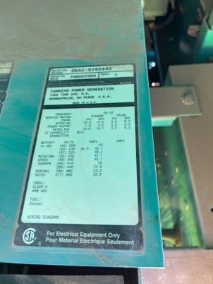 15 KW Onan #DKAC-5765445, diesel generator set, 120/240 Volts, 3-phase, 337 hours, 1800 RPM, enclosure w/ - Image 3