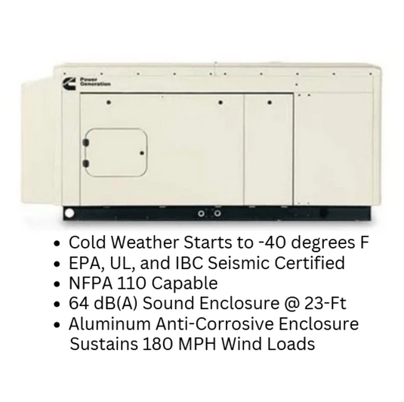 30 KW Cummins #RS30, Natural Gas/LP Whole Home Generator, 1800 RPM, 120/240 Volts, 1 phase - Image 2