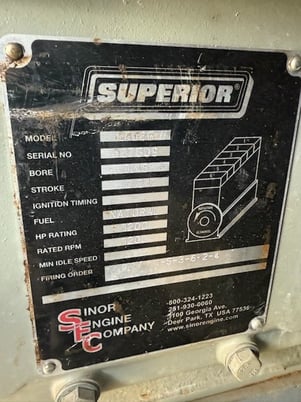 1200 HP @ 1200 RPM, Superior #2406G, 6 Cylinder Natural Gas Engine - Image 2