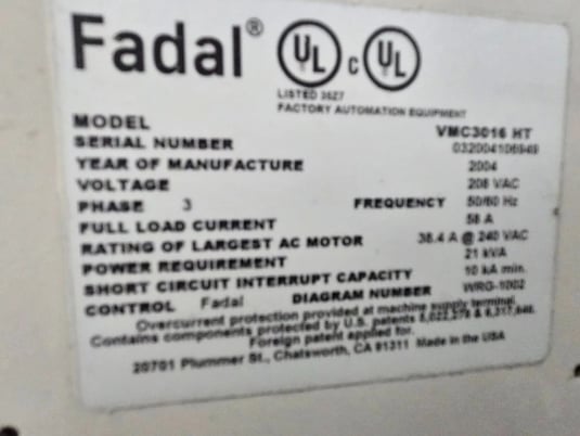 Fadal #VMC3016, CNC vertical machining center - Image 5