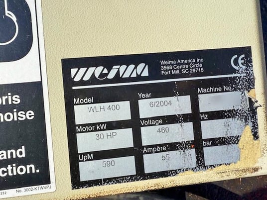 Weima #WLH 400, horizontal low-speed wood grinder, 16' vibratory infeed conveyor, 30 HP, 14.5" diameter rotor - Image 10