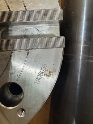 12" TonFou #TF3X-12A8, high-speed wedge type through hole power chuck, 3-jaw, A2-8, 4.33" hole - Image 5