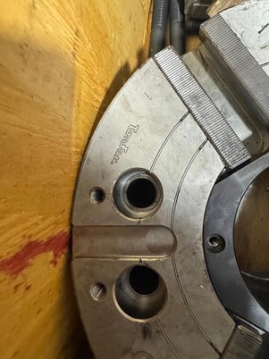 12" TonFou #TF3X-12A8, high-speed wedge type through hole power chuck, 3-jaw, A2-8, 4.33" hole - Image 7