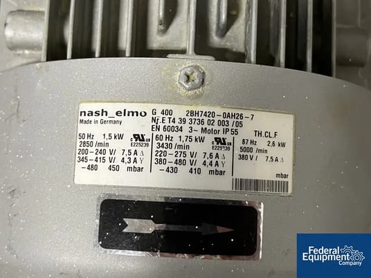 Nash Elmo #G400, Vacuum Pump, 2 HP, 3430 RPM, 380-480 V. - Image 2