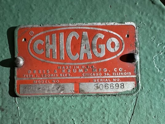 12 gauge x 4' Chicago #BPO-412-6, heavy duty finger brake, 2 counter weights - Image 2