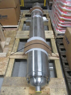 85 sq.ft., 150 psi shell, Enerquip, 150 psi tube, sanitary shell & tube heat exchanger, 375&deg;F, 8" diameter x - Image 1