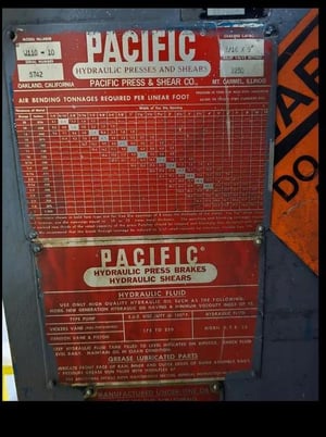 110 Ton, Pacific #J110-10, hydraulic press brake, 10' overall, 102" between housing, 13" open, 28" Back Gauge - Image 8