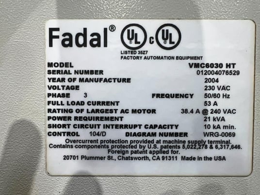 Fadal #VMC6030HT, CNC vertical machining center, multiprocessor controls, 60" X, 30" Y, 30" Z, 10000 RPM, 21 - Image 8