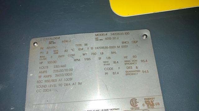 497 cfm, 125 psi, Gardner Denver, rotary screw air compressor, 100 HP, cabinet enclosed - Image 4