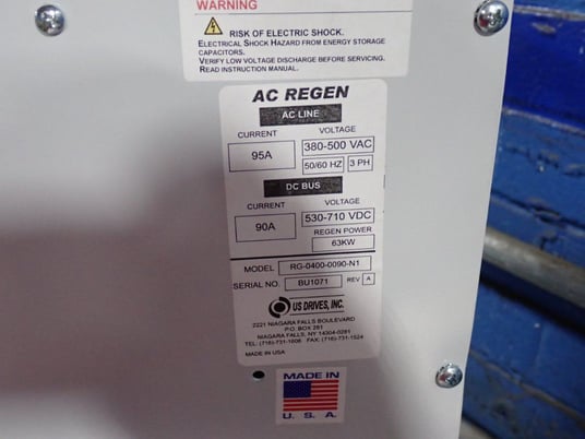 U.S. Motors Drives Inc., RG-0400-0090-N1, AC Line Module, 63 kW Regen Power, 95/90 Amps, 380-500 VAC, 530-710 - Image 2