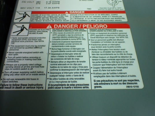 2000 VA, Square D #9070SK2000G3D101, Transformer Disconnect, 1 Phase, 60 Hz, 480/575 V Primary, 115 V - Image 3