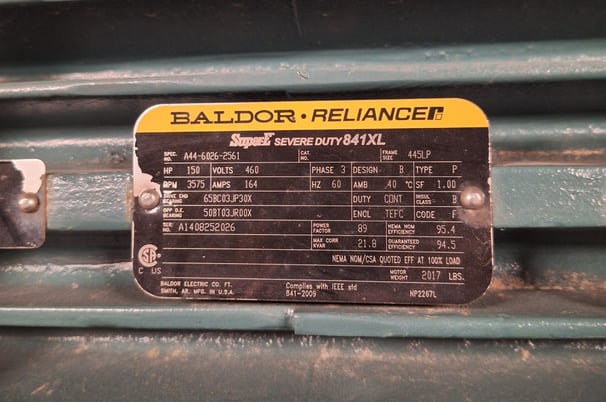150 HP 3600 RPM Baldor, Frame 445LP, TEFC, 460 Volts, Surplus - Image 1