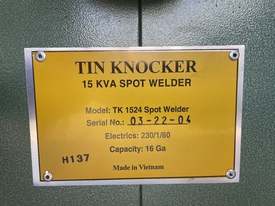15 KVA Tin Knocker #TK1525, Rocker Arm Type Spot Welder, 1-3/4" diameter, 5'11" between arms, foot switch - Image 2