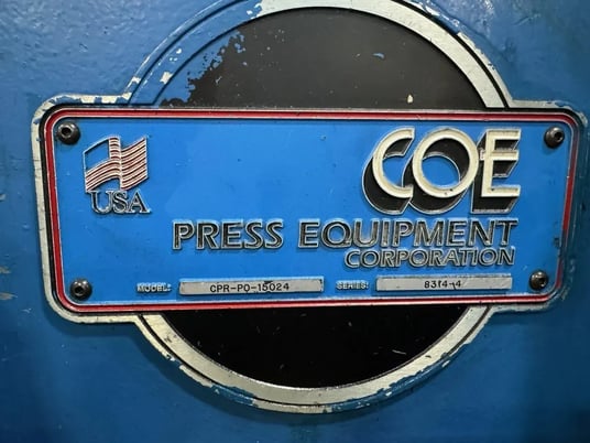 15000 lb. Coe Press Equipment #CPR-150-24-PO / CPPS-350, servo feed line, 24" W x .125" stock, 60" OD - Image 4