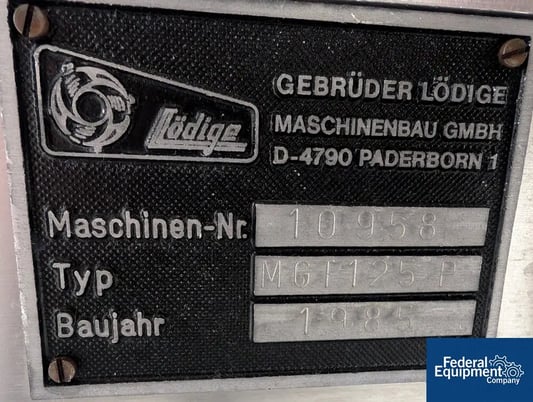 125 Liter Lttleford Lodige #MGT-125P, High Shear Granulator, Stainless Steel, 1985 - Image 3
