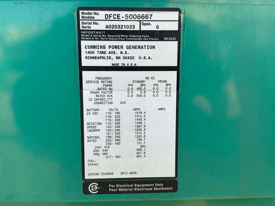 400 KW Cummins #DFCE, diesel generator set, 562 hours, NTA855-G5engine, 2002 - Image 10