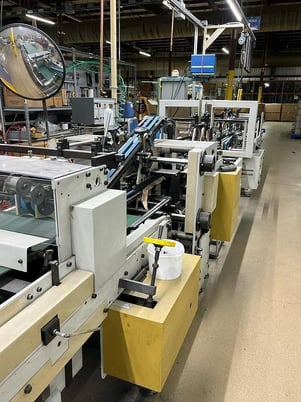Bobst #Media-100, folder gluer, straight line, tooling, 2 gun Micro cold glue system, 1995 - Image 1