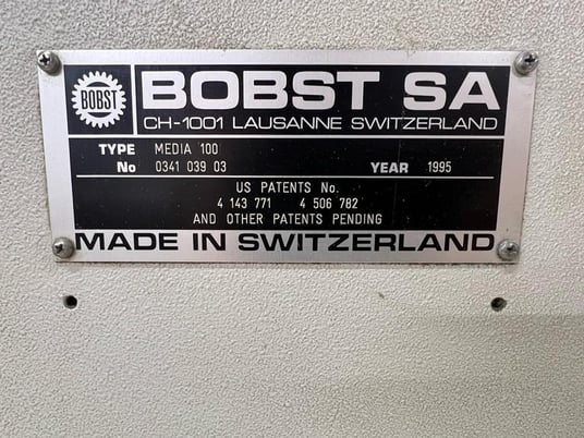 Bobst #Media-100, folder gluer, straight line, tooling, 2 gun Micro cold glue system, 1995 - Image 8