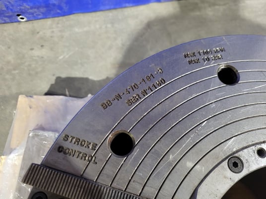 18.5" SMW #BB-N-470-191-3, Big Bore 3-Jaw Power Chuck, 7.5" Bore, 1700 RPM - Image 7