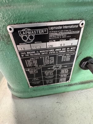 15" Lapmaster #15, Lapping Machine, 60 RPM, 0.5 HP, 110 V. - Image 5