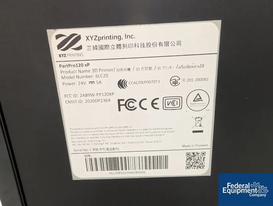 XYZprinting #PartPro120-XP-6LC20, 3D Printer, 24 V., - Image 2
